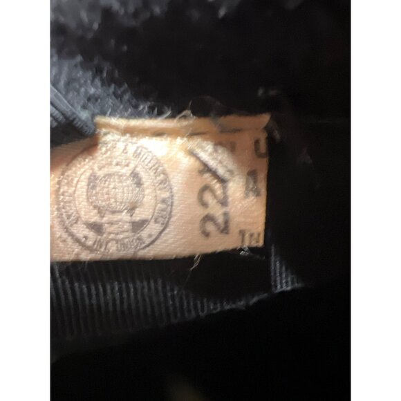 Vintage Marshall Field & Company Black Felt Hat Rhinestone Flower Union Label - Picture 7 of 9